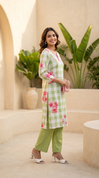 GREEN FLORAL CO-ORDSET