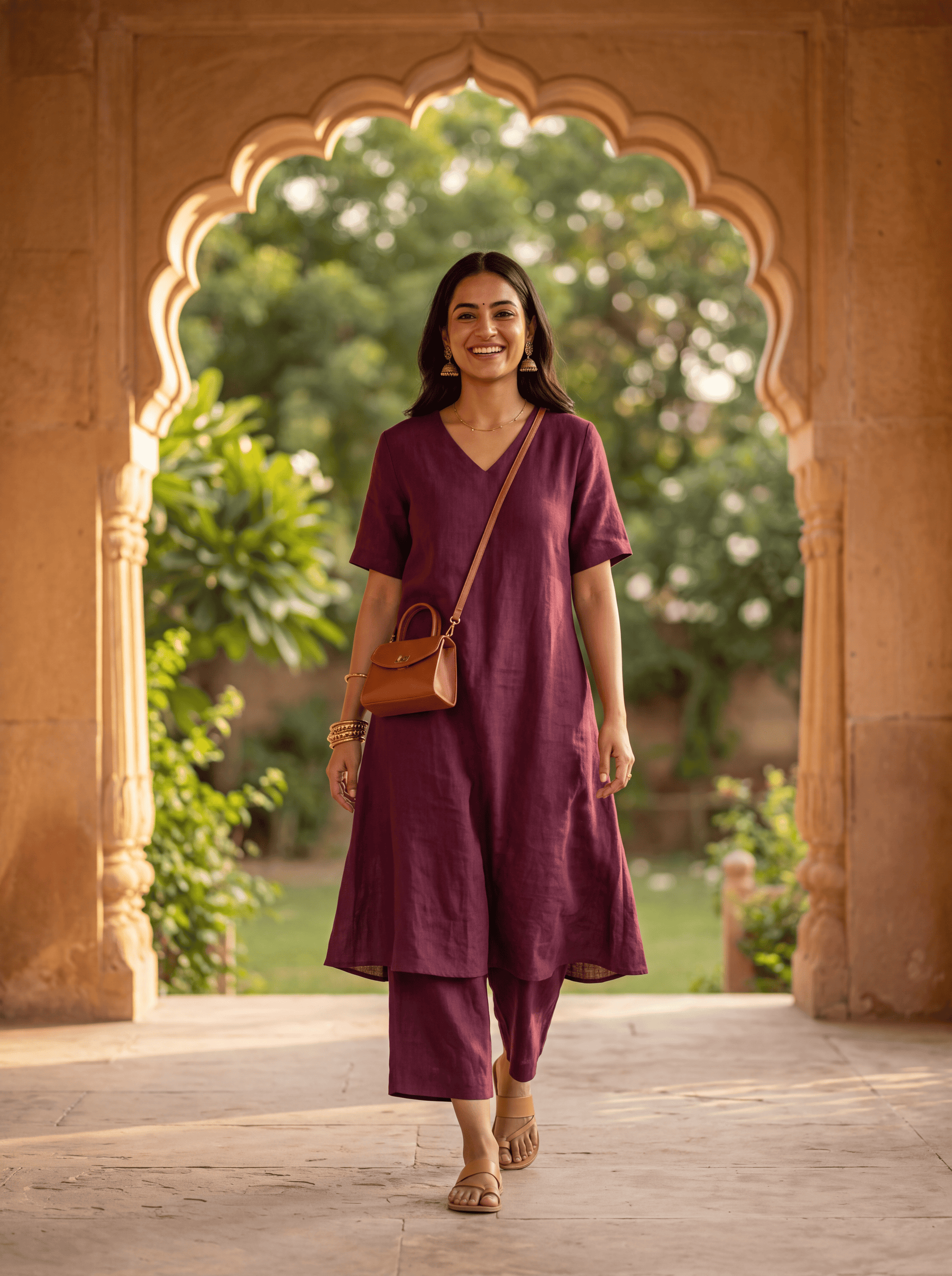 WINE LINEN COORD SET