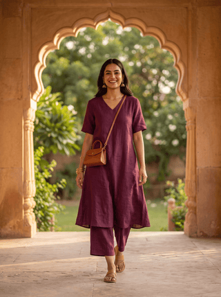 WINE LINEN COORD SET