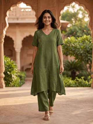 Green Bloom Emb Coord Set