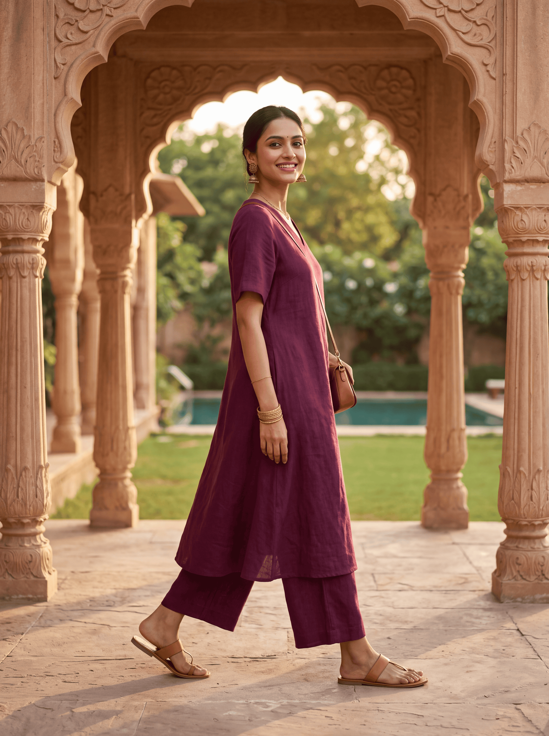 WINE LINEN COORD SET