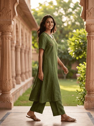 OLIVE LINEN COORD SET