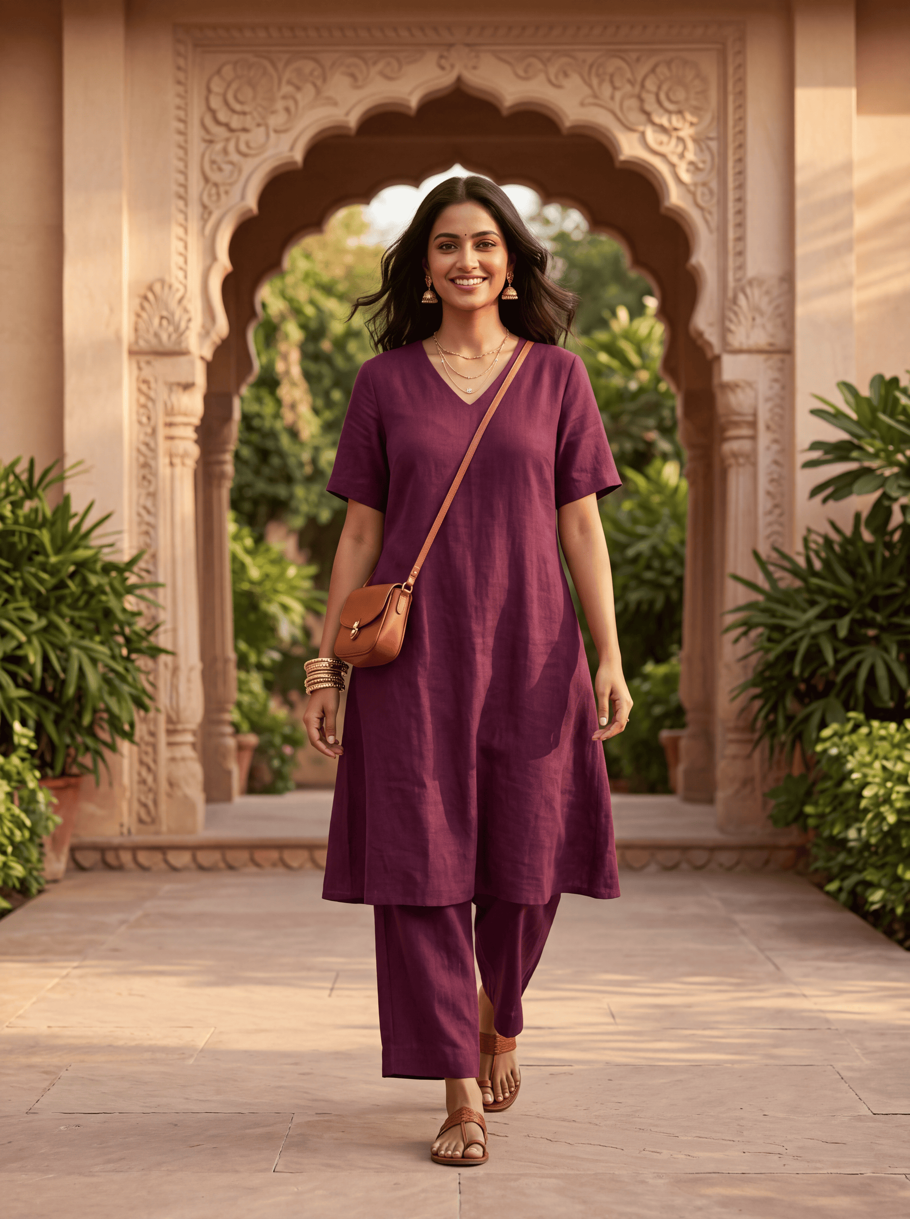 WINE LINEN COORD SET