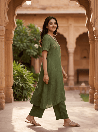 Green Bloom Emb Coord Set