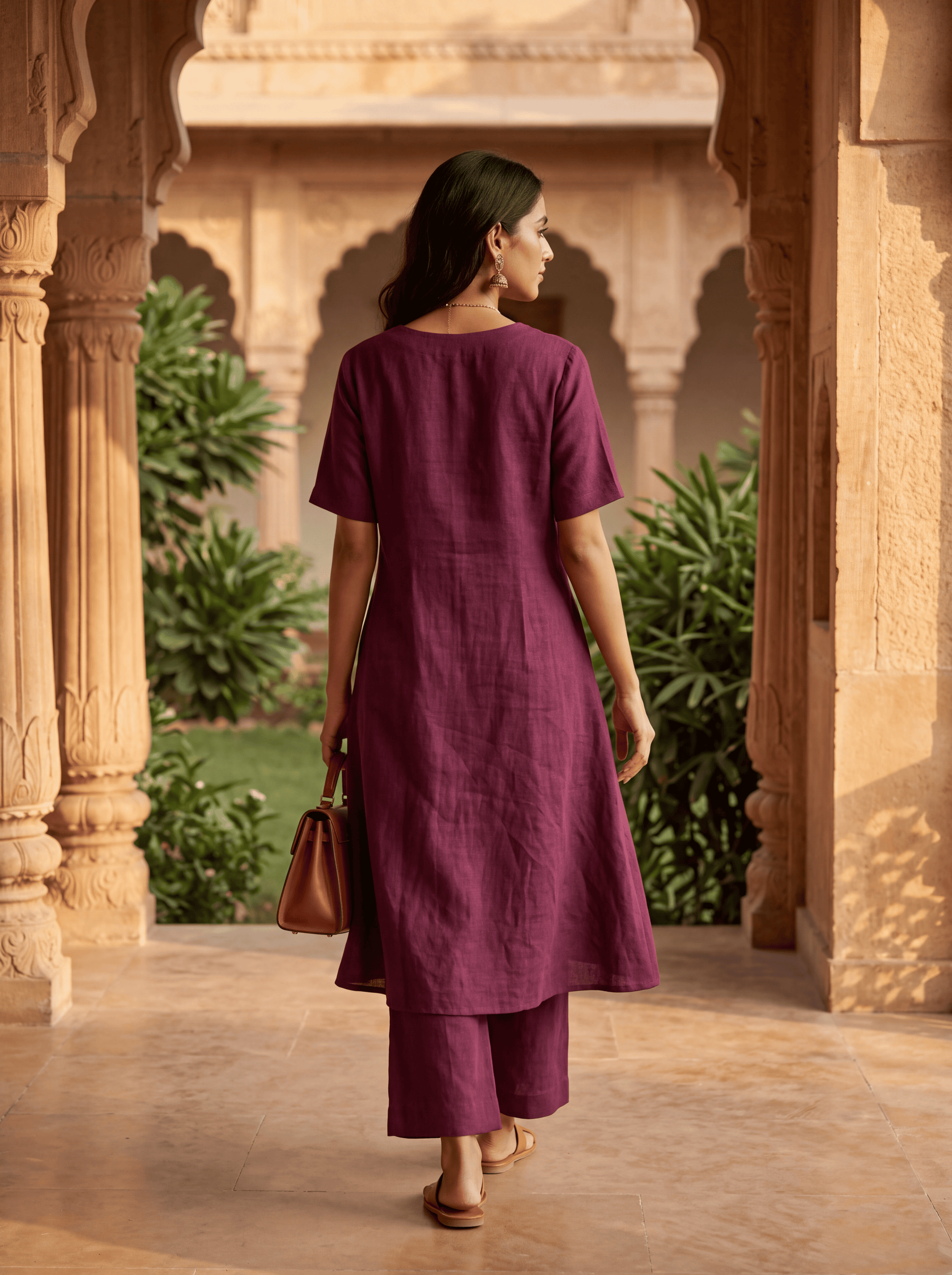 WINE LINEN COORD SET