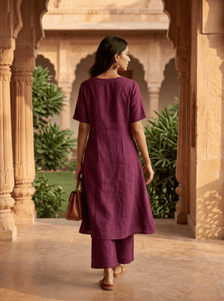 WINE LINEN COORD SET