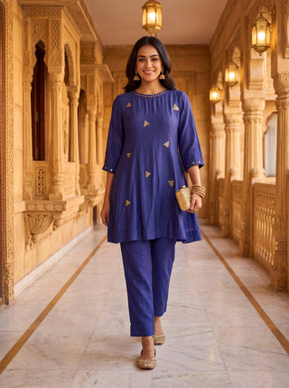 Royal Indigo Embellished Coord Set