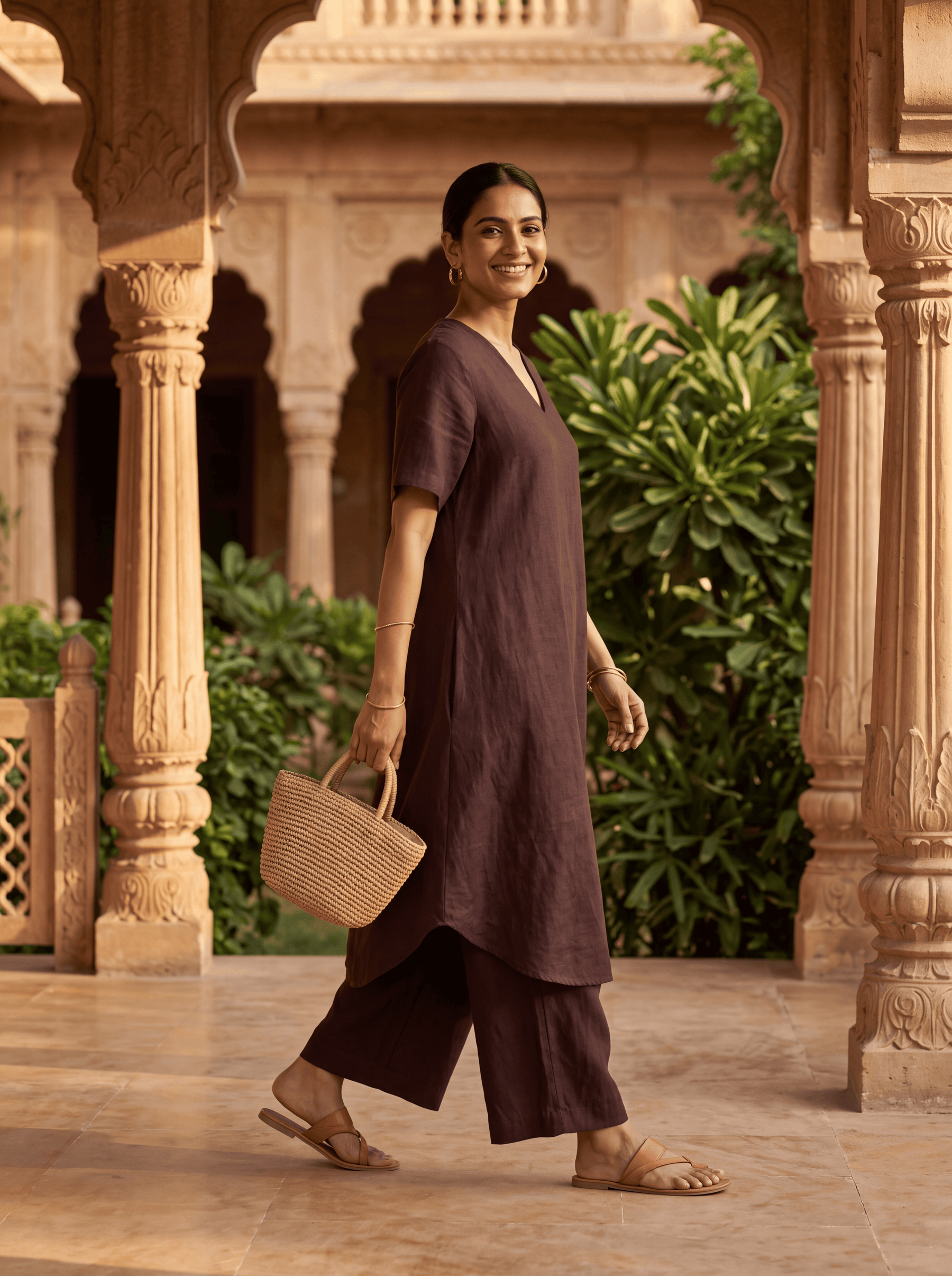 MOCHA LINEN COORD SET