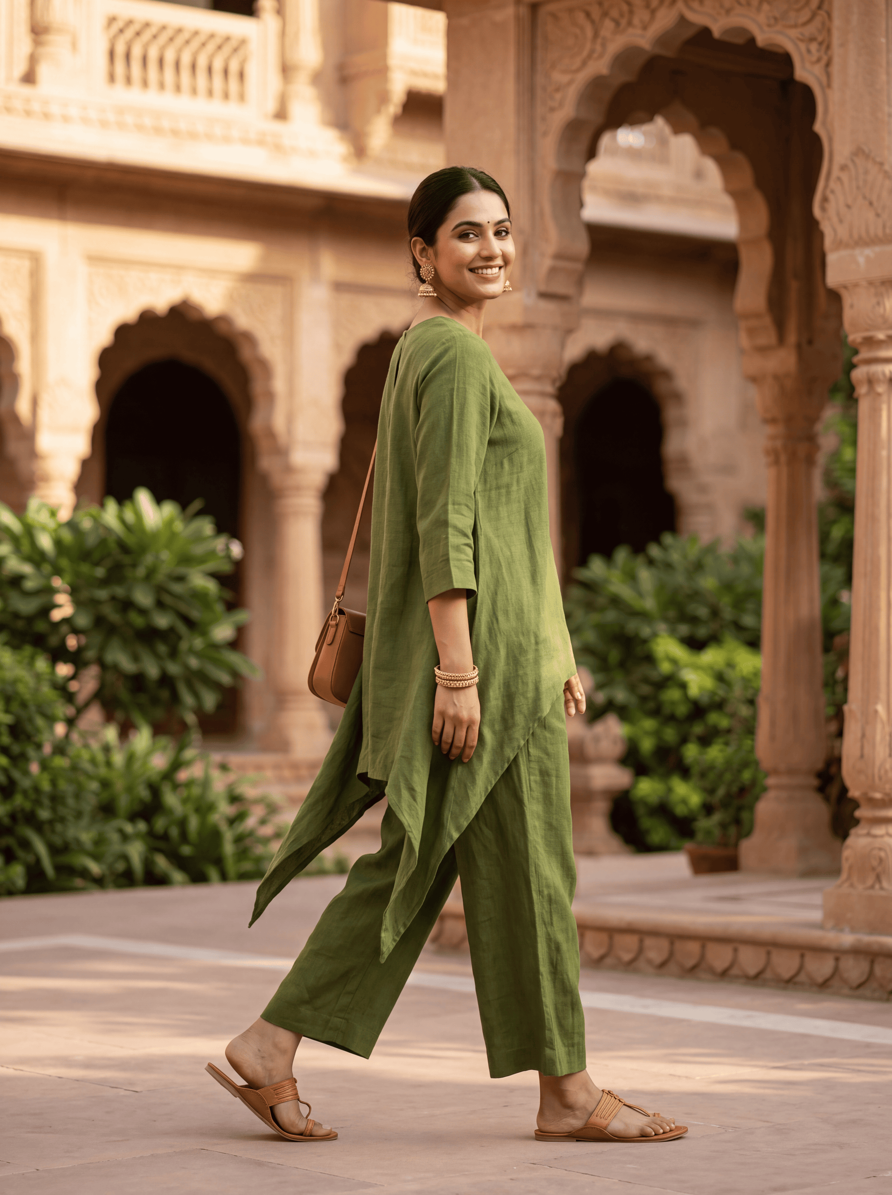 OLIVE LINEN COORD SET