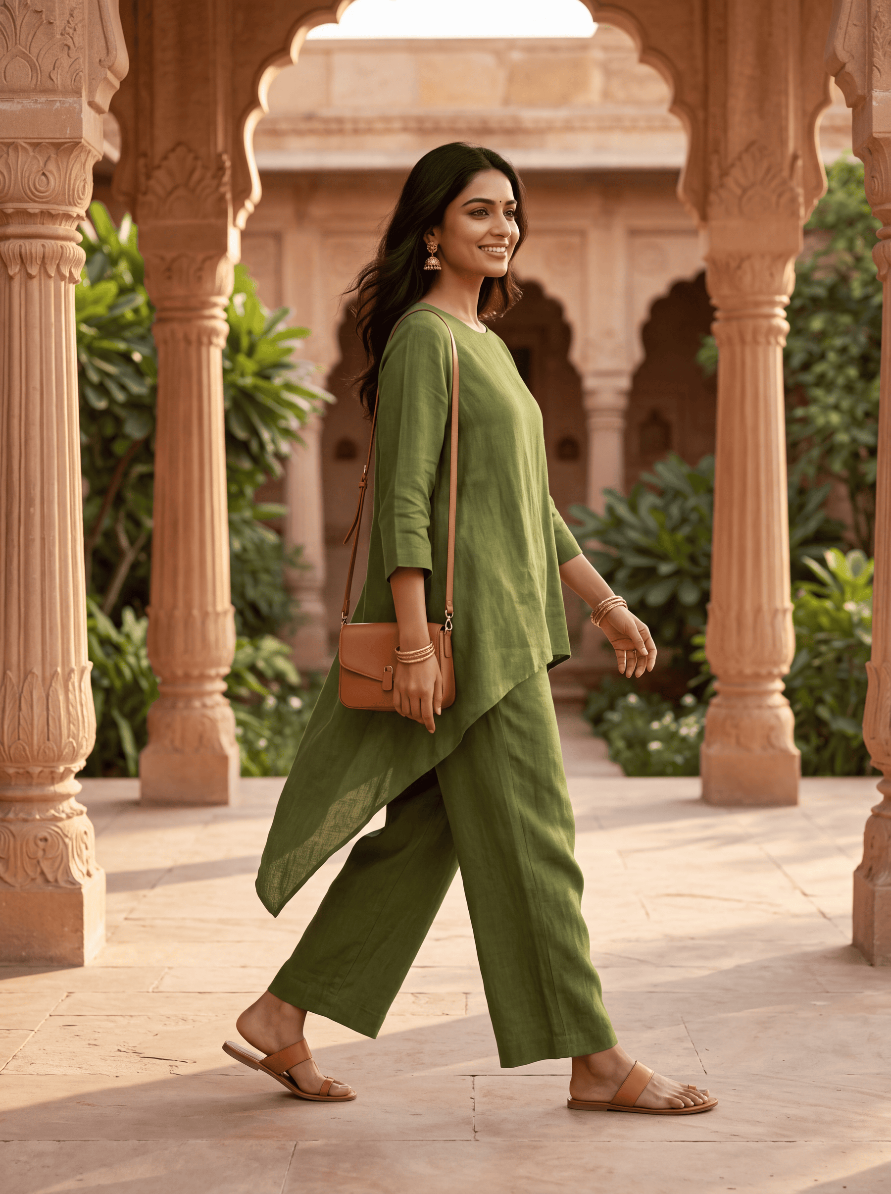 OLIVE LINEN COORD SET