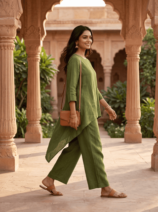 OLIVE LINEN COORD SET