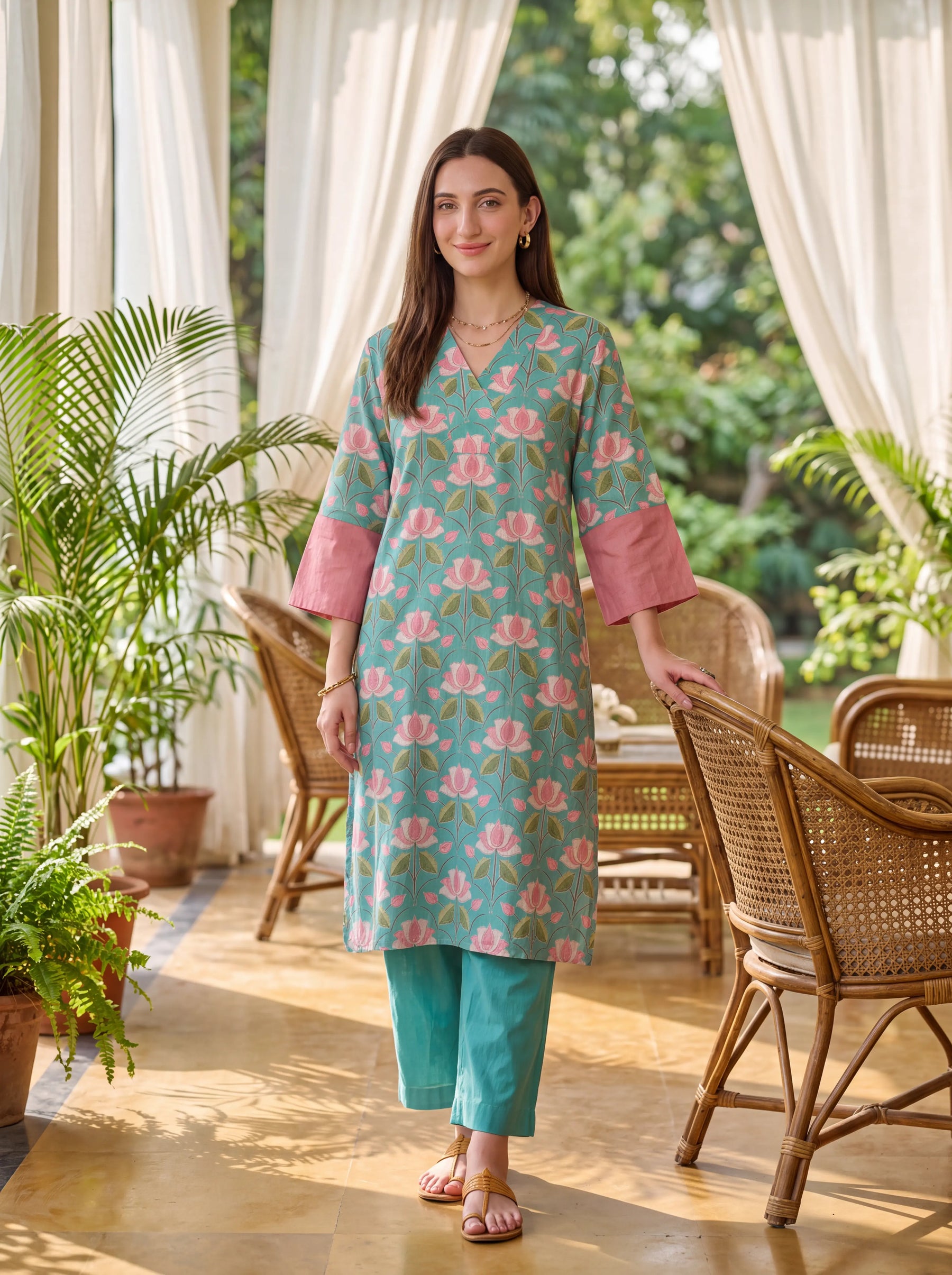 Lotus Bloom Cotton Linen Coord