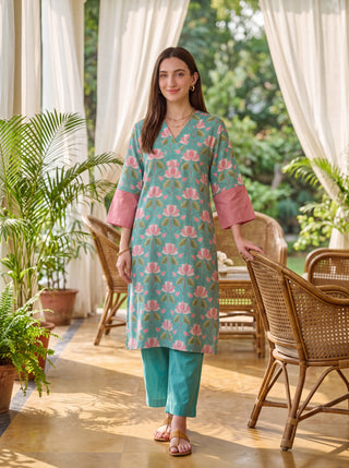 Lotus Bloom Cotton Linen Coord