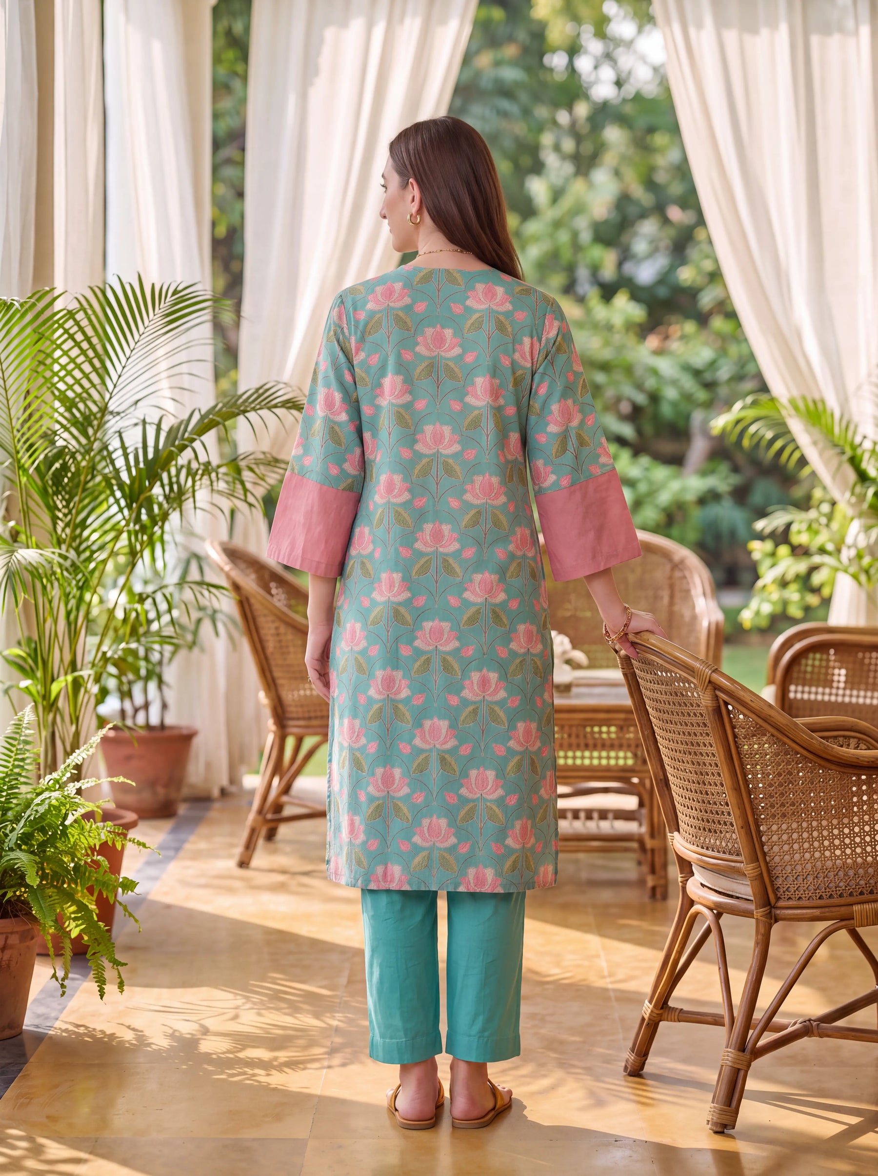 Lotus Bloom Cotton Linen Coord