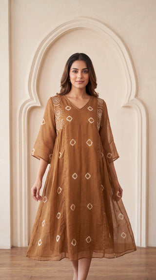 Mustard Kota Bandhej Dress