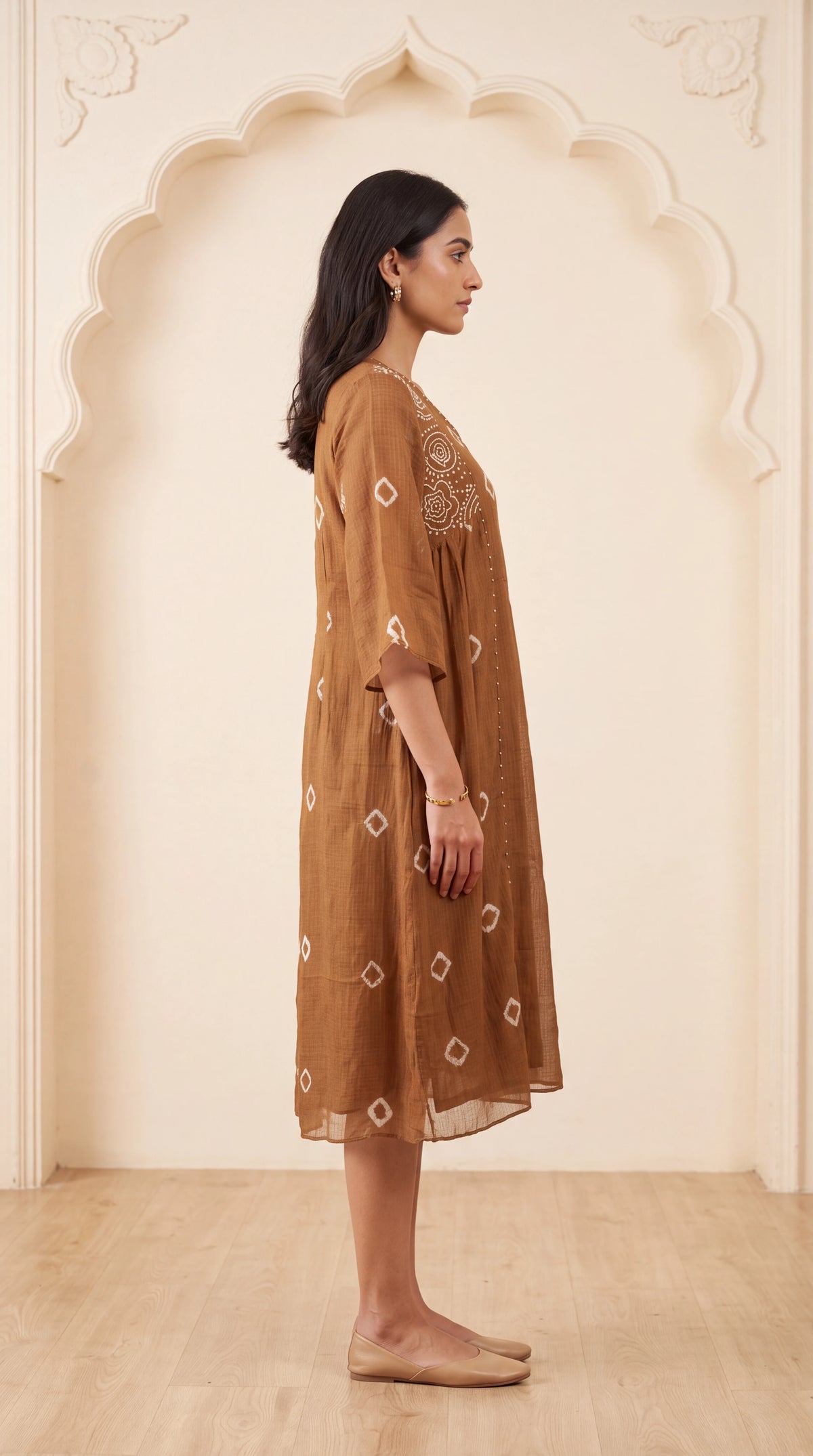 Mustard Kota Bandhej Dress