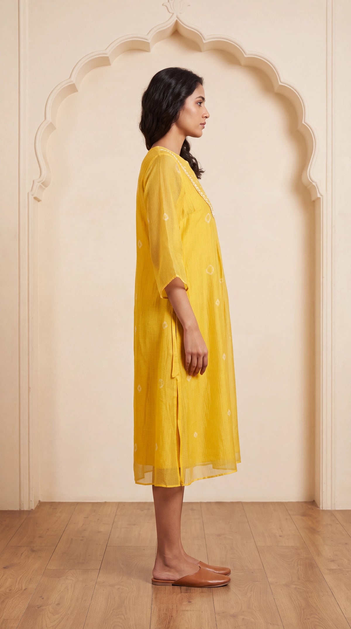 Sunshine Yellow Kota Bandhej Dress
