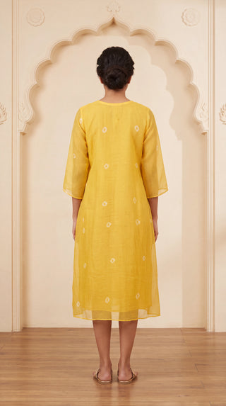 Sunshine Yellow Kota Bandhej Dress