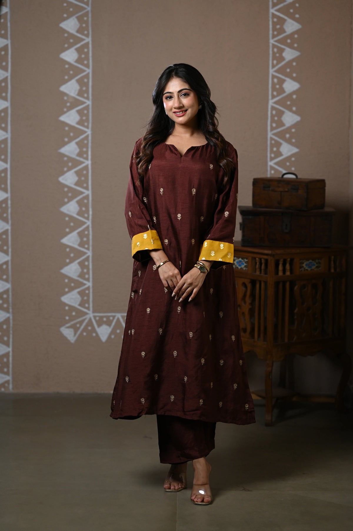 Rich Cacao Dola Silk Kurta Set