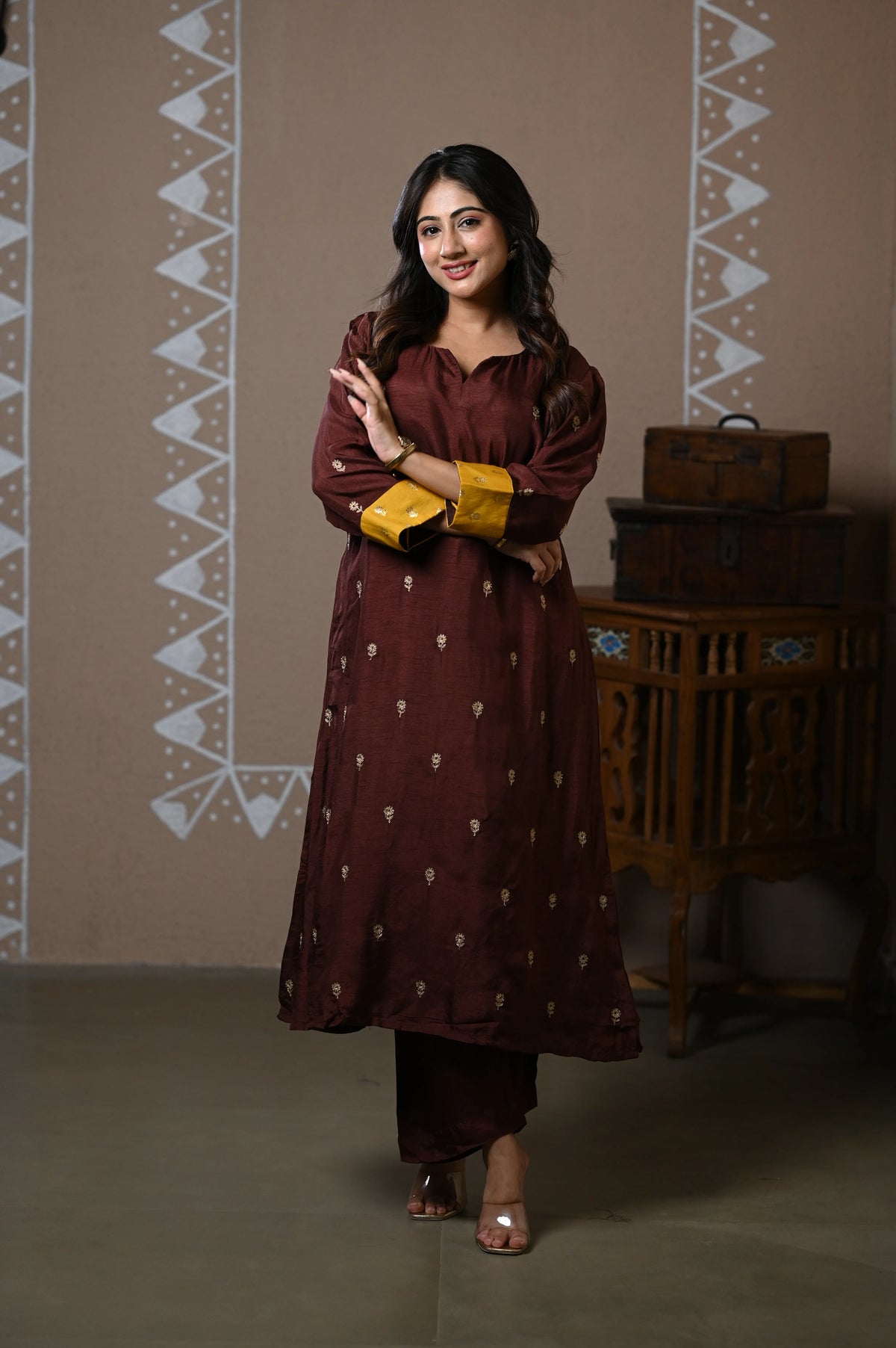 Rich Cacao Dola Silk Kurta Set