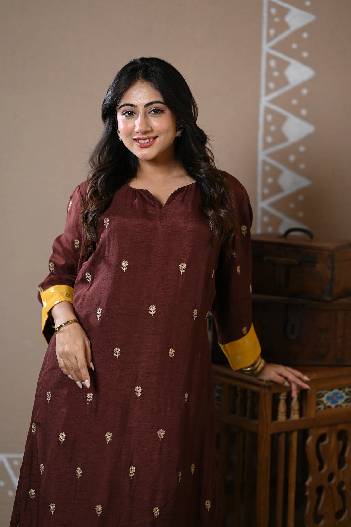 Rich Cacao Dola Silk Kurta Set