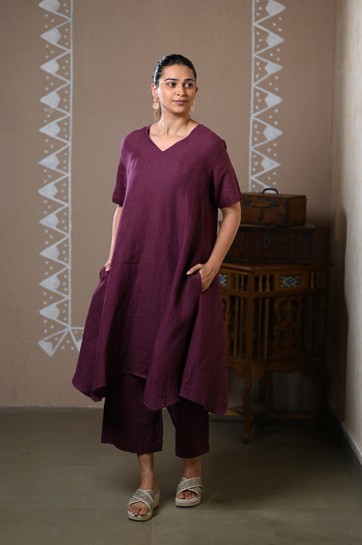 WINE LINEN COORD SET