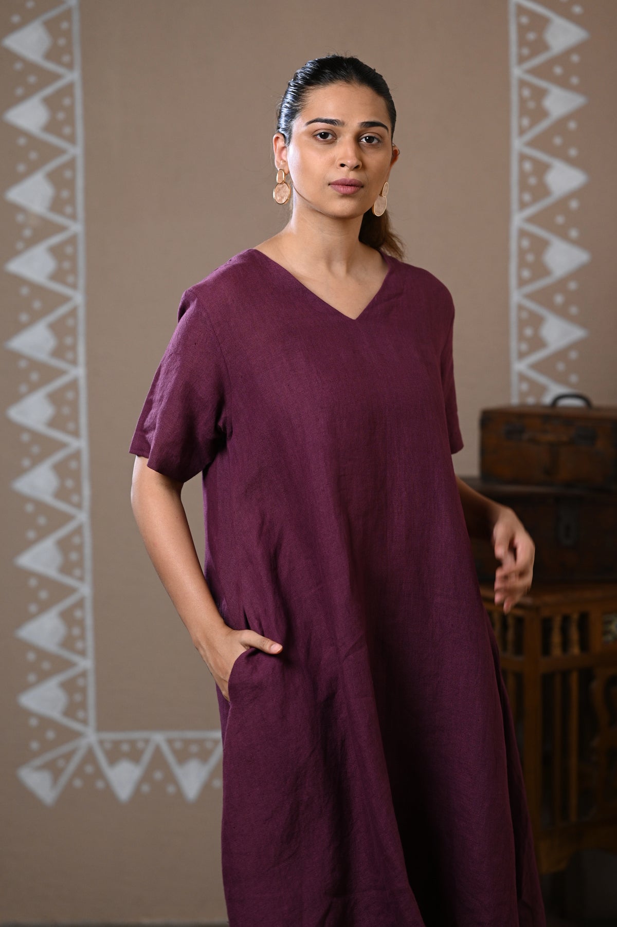 WINE LINEN COORD SET