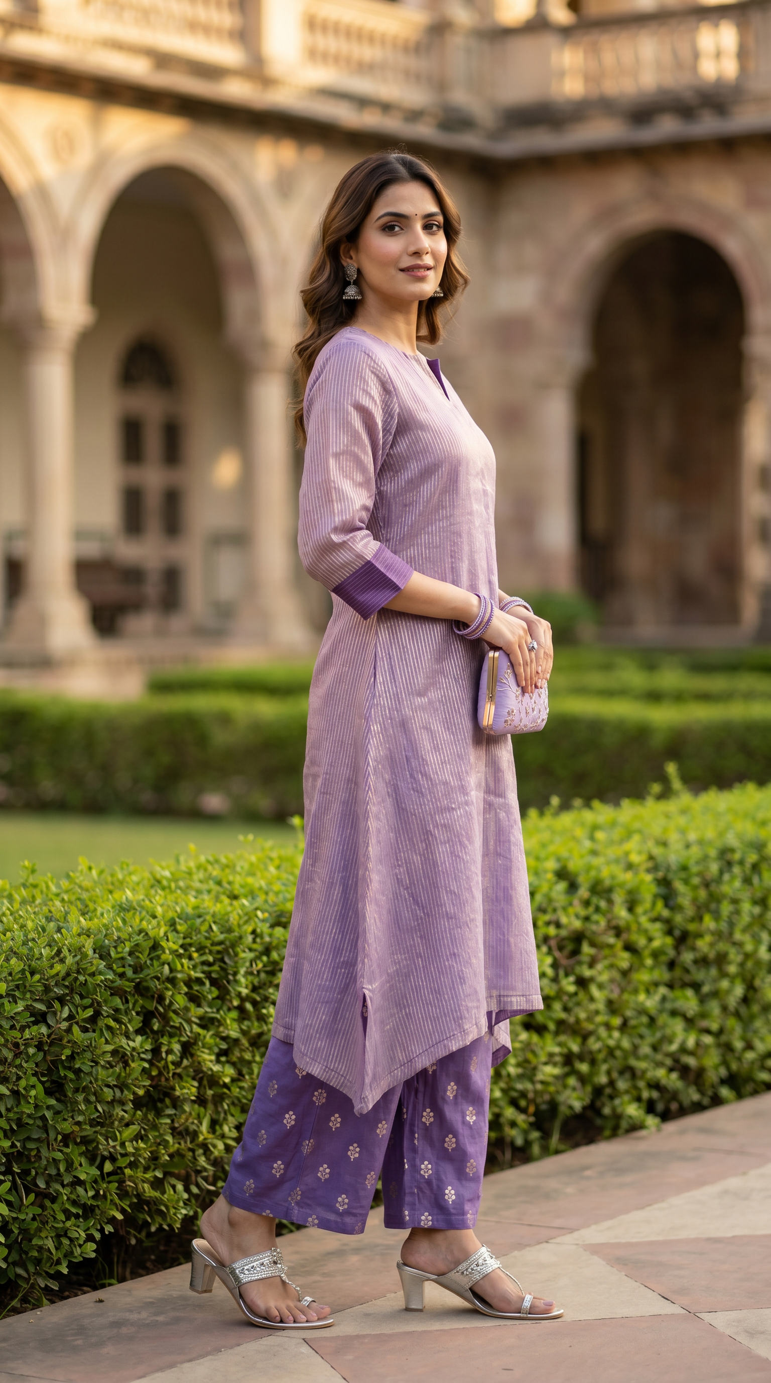 Lavender tissue stripes coord