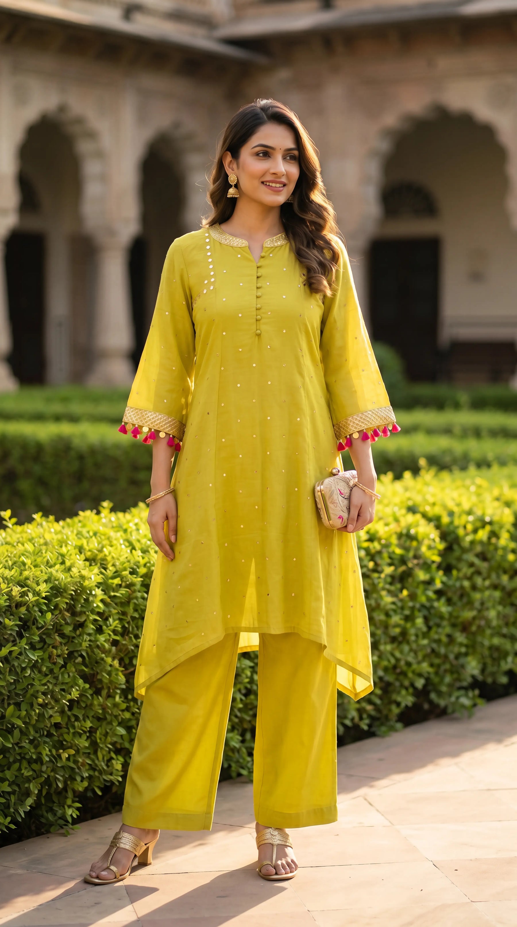 Lime green tassel coord