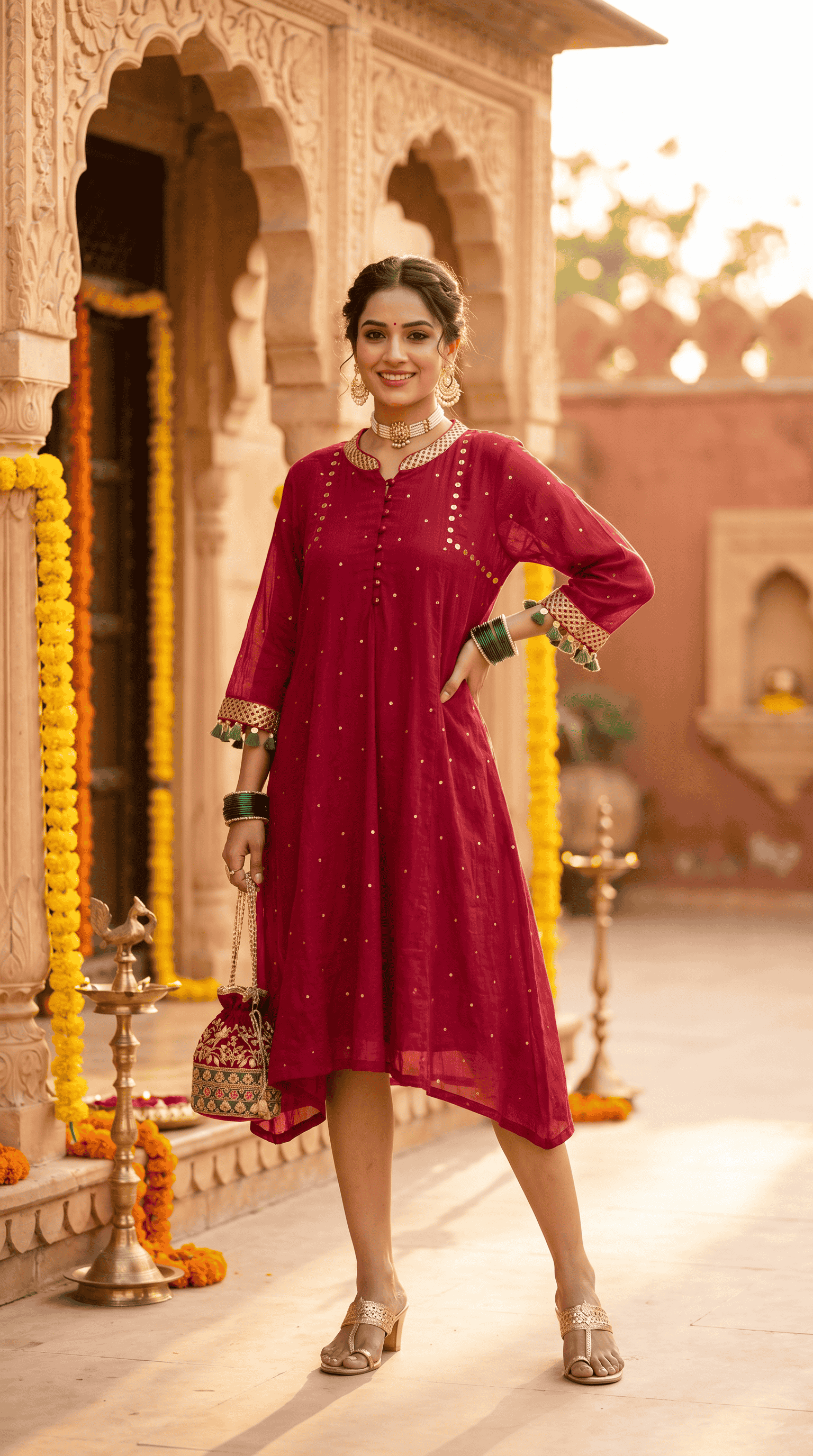 Majenta red tassel coord