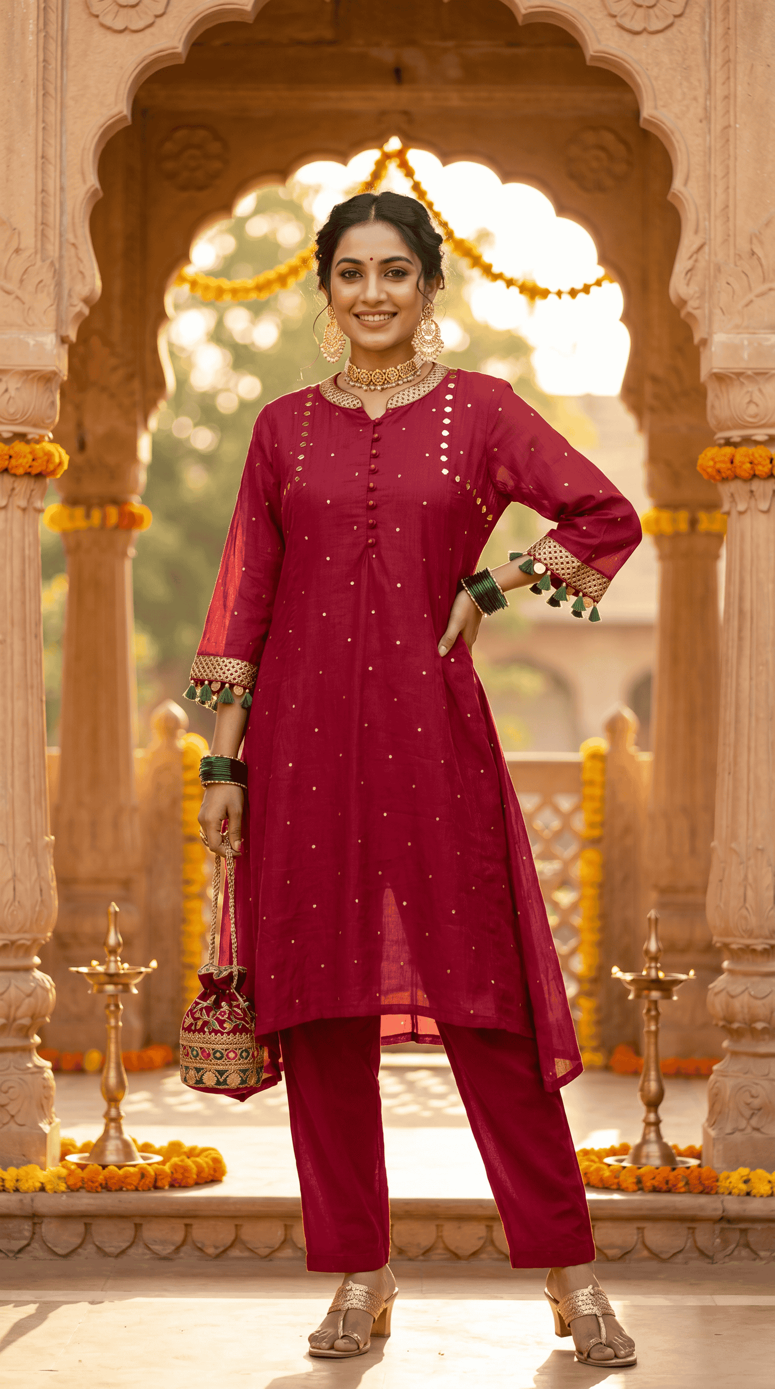 Majenta red tassel coord