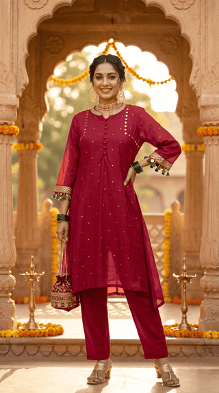 Majenta red tassel coord