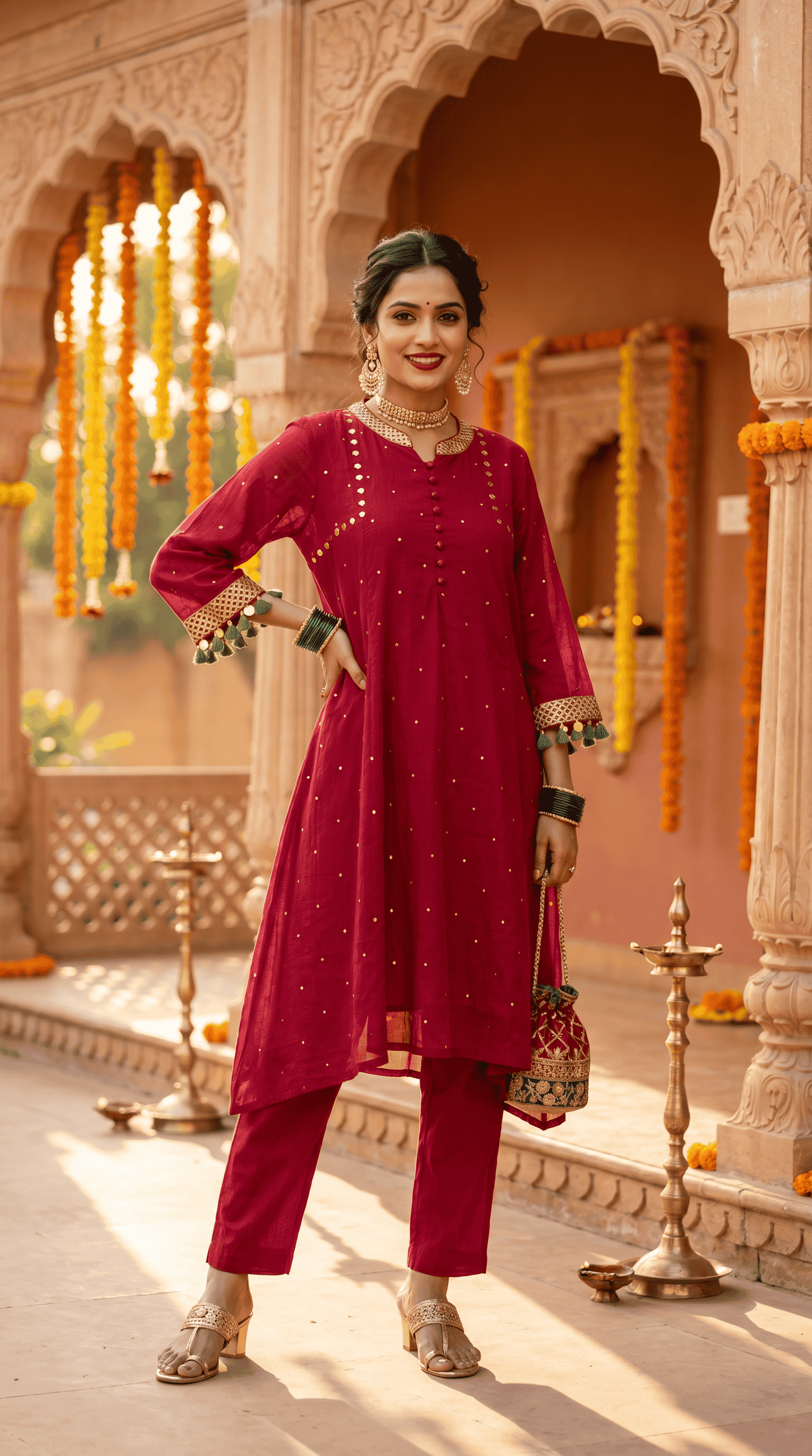 Majenta red tassel coord