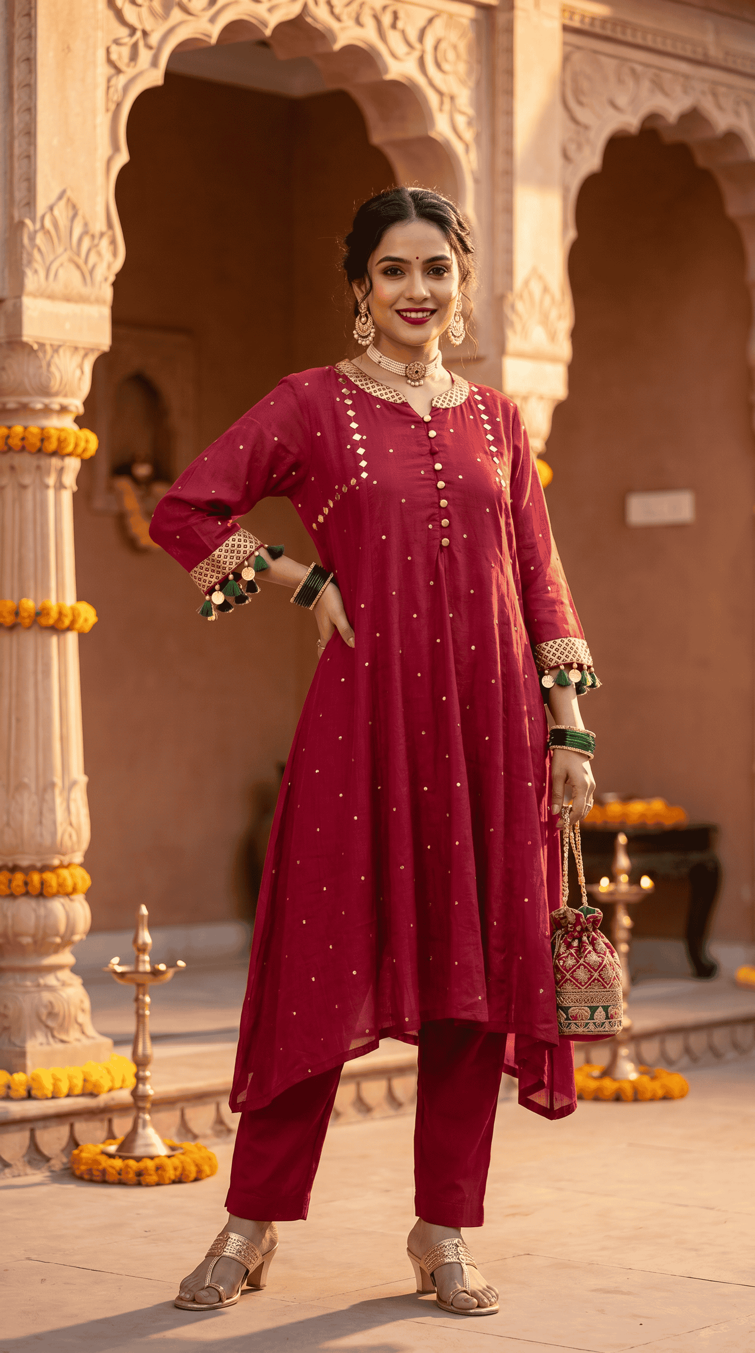 Majenta red tassel coord
