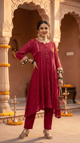 Majenta red tassel coord