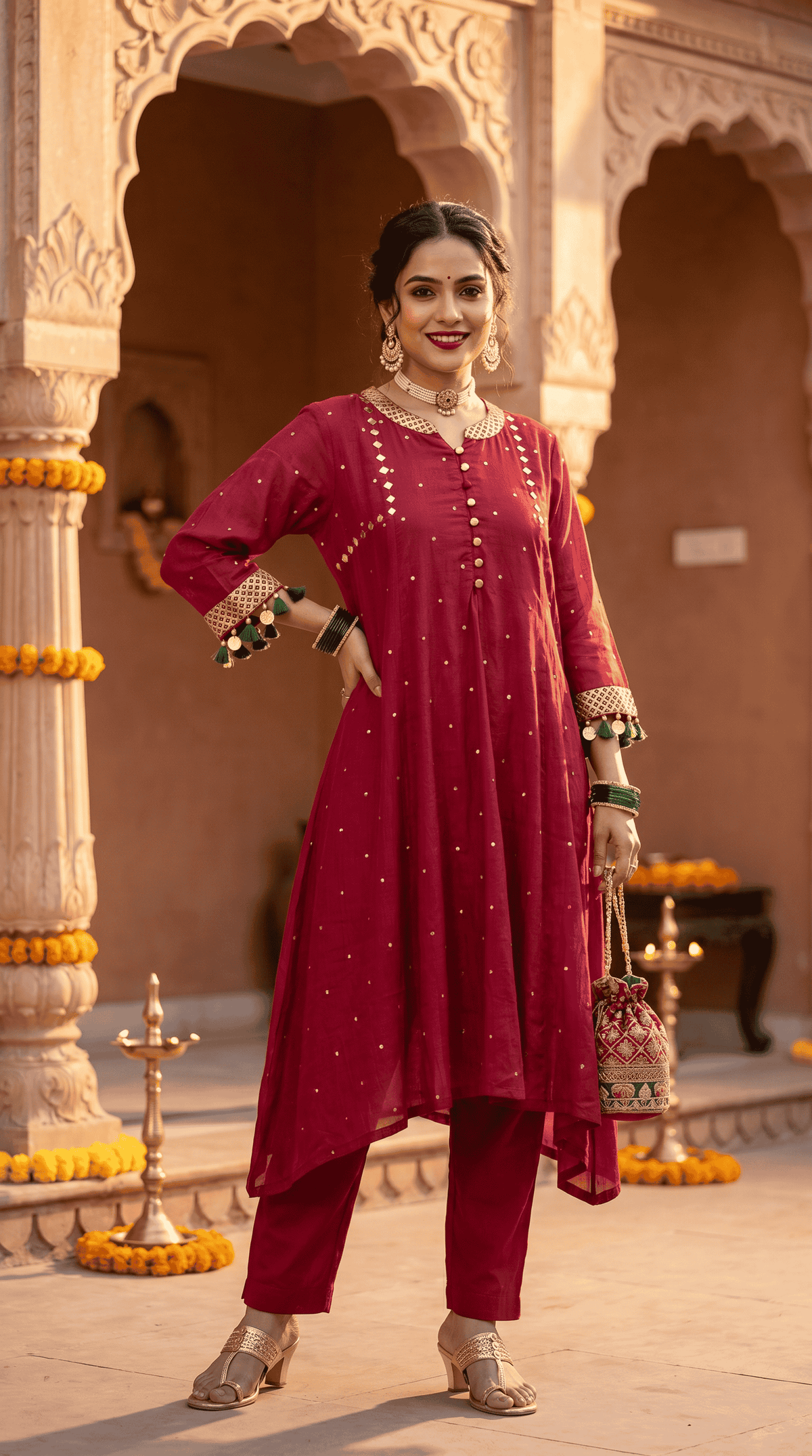 Majenta red tassel coord