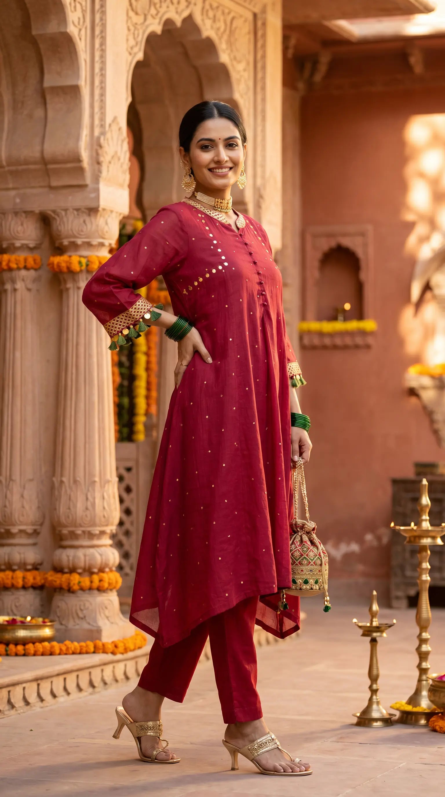 Majenta red tassel coord