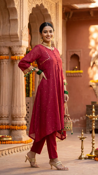 Majenta red tassel coord