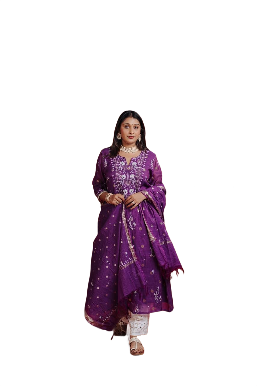 Embroidered Kurta Set with Dupatta
