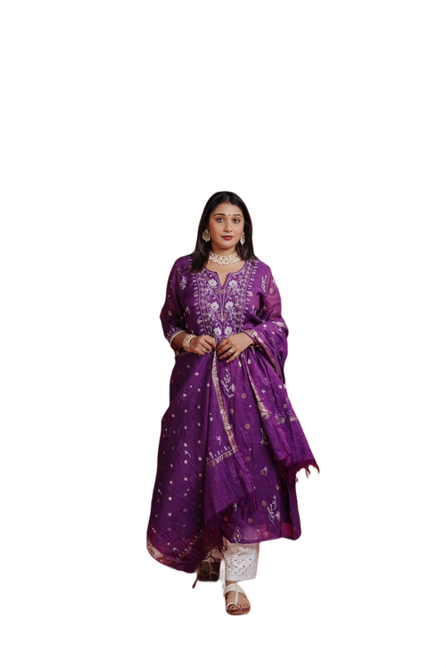 Embroidered Kurta Set with Dupatta
