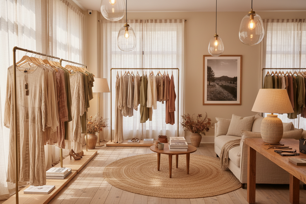 Beige store interior
